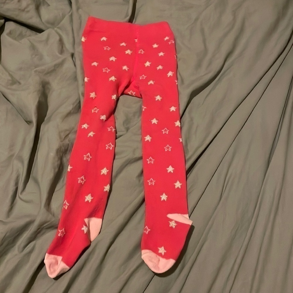 Mud Pie Silver Star Pink Tights 12-18 months​​​​​​​​​​